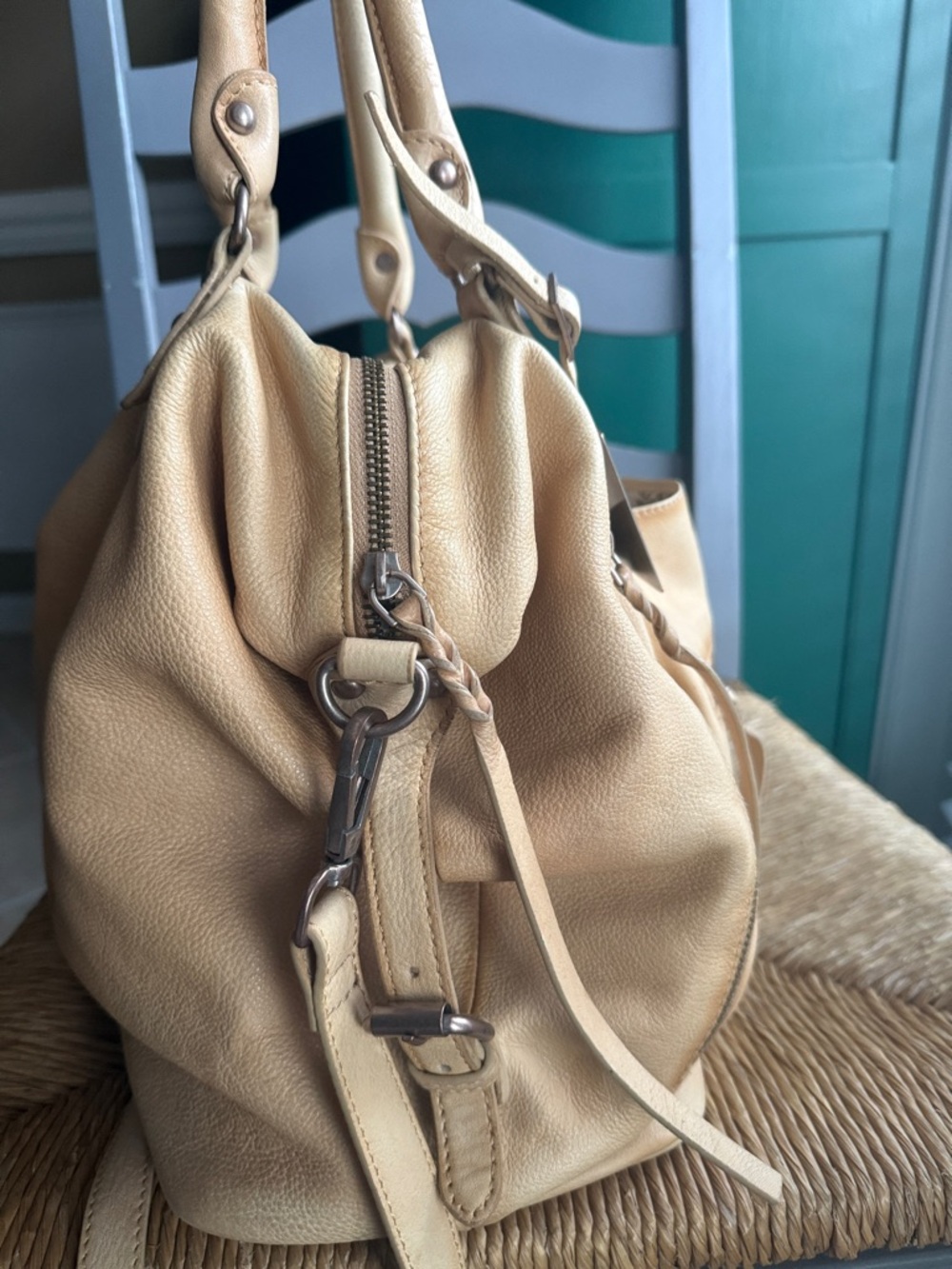 We The Free Emerson tote Italian straw Leather Hobo with Braided Accents - Picture 3 of 16